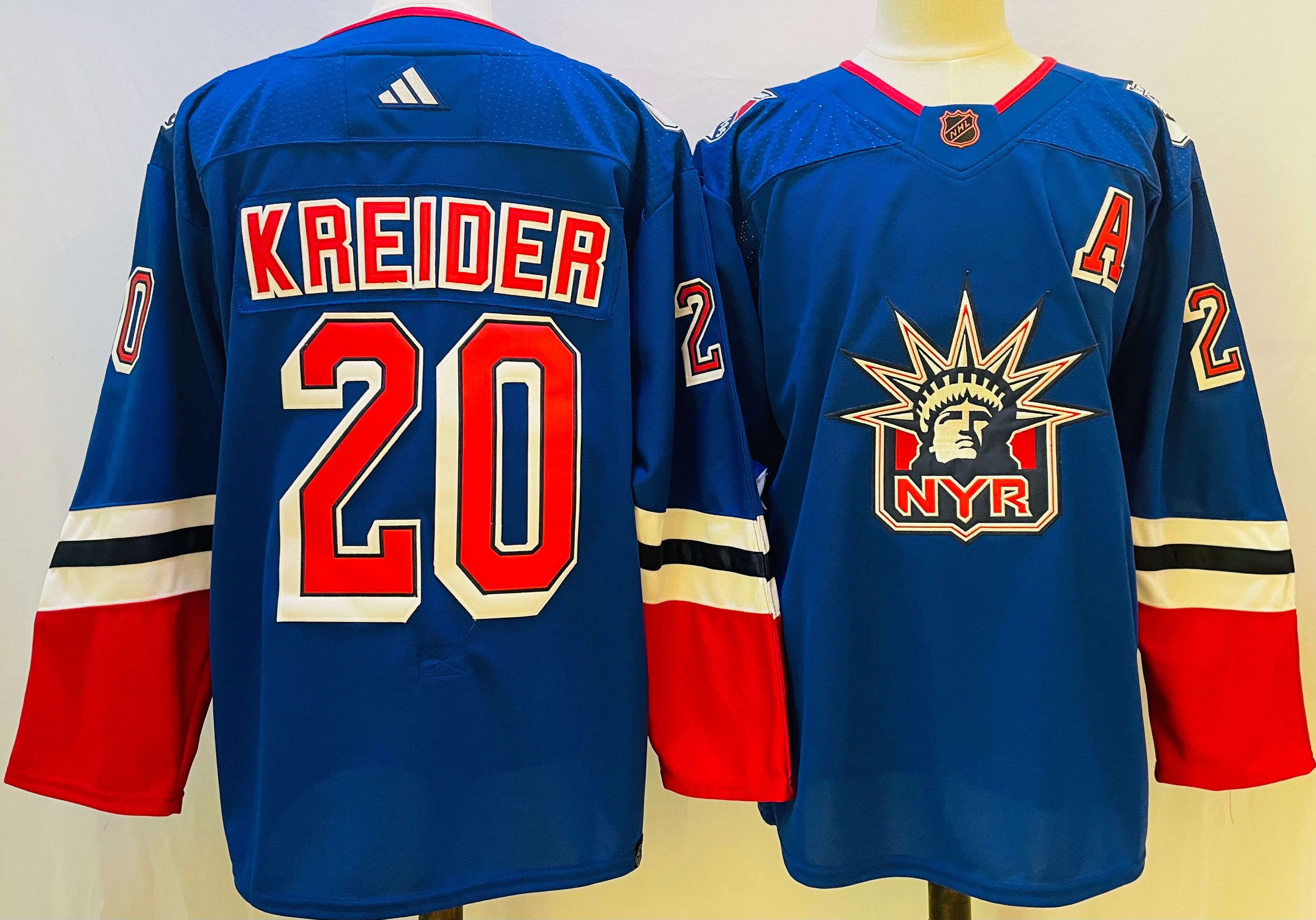 Men New York Rangers #20 Kreider Blue Throwback 2022 Adidas NHL Jerseys